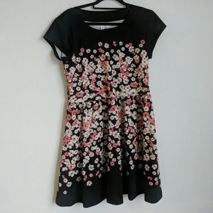 Lauren Conrad Floral Peter Pan Black Dress